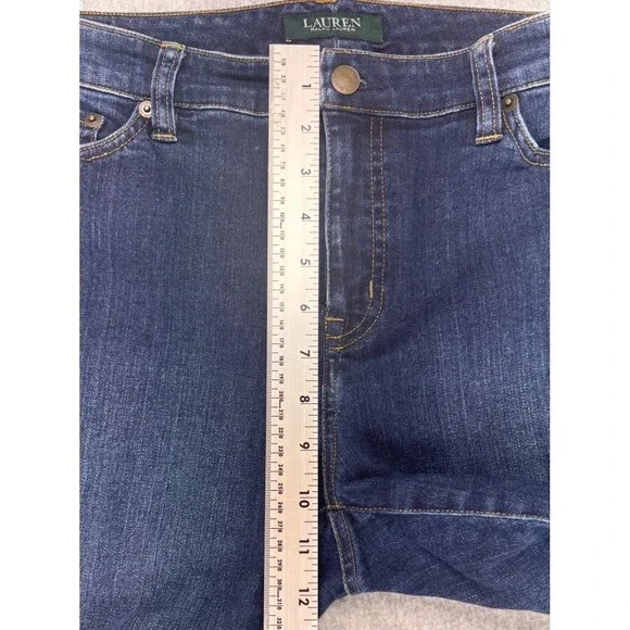 Lauren Ralph Lauren Womens Jeans Size 10 Dark Wash Embroidered Rare Print Crop - Picture 9 of 10